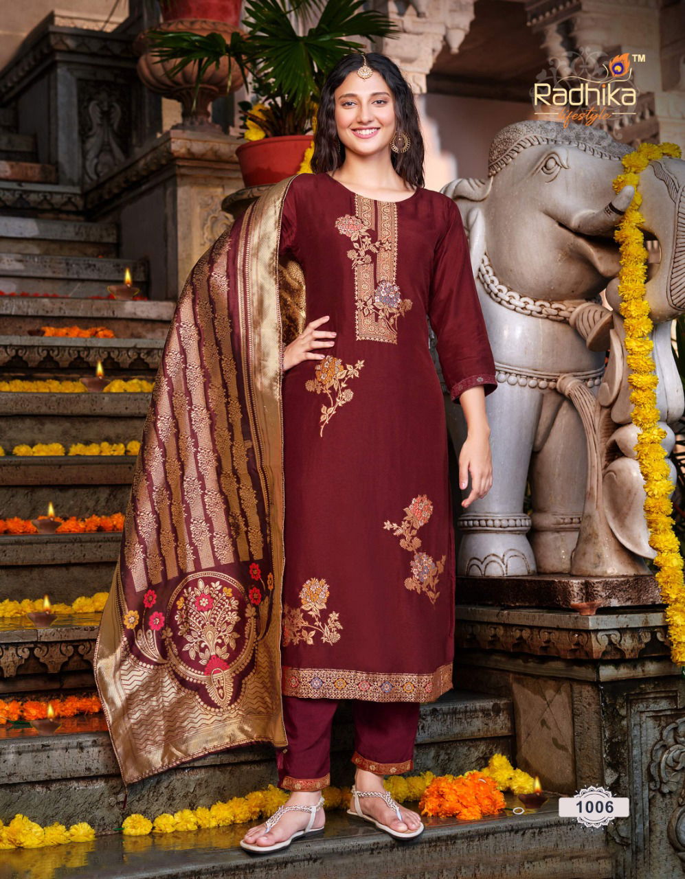 Radhika Banarasi 1 Pure Dola Silk Exclusive Wear Kurti Pant With Dupatta Collection